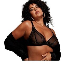 Frederick’s of Hollywood black sheer studded bra